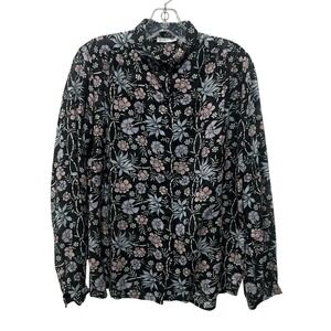 Vintage 90s Christian Dior Dark Floral Blouse Whimsigoth Cottage Gothic S